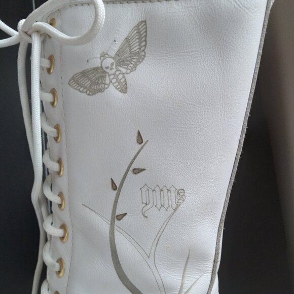 Vintage Dr Martens White Leather 'Deathmoth' Garden 14 Eyelet Zip Boot US Sz 9 - Picture 5 of 16